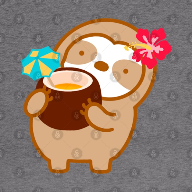 Cute Tropical Coconut Drink Sloth by theslothinme